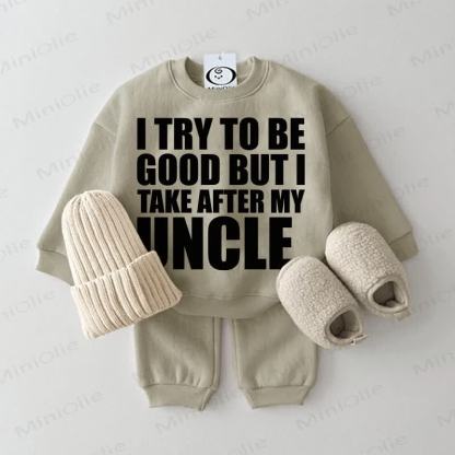 I TRY TO BE GOOD BUT I TAKE AFTER MY UNCLE Baby Grey Green 2-piece Set - Grey Green - 2-3T - image 1