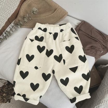 Baby Toddler Beige Heart Pants - Beige - 5-7T - image 1