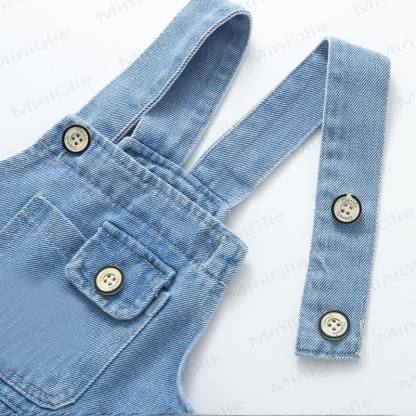 Baby Toddler Girl Light Blue Denim Overalls - image 3
