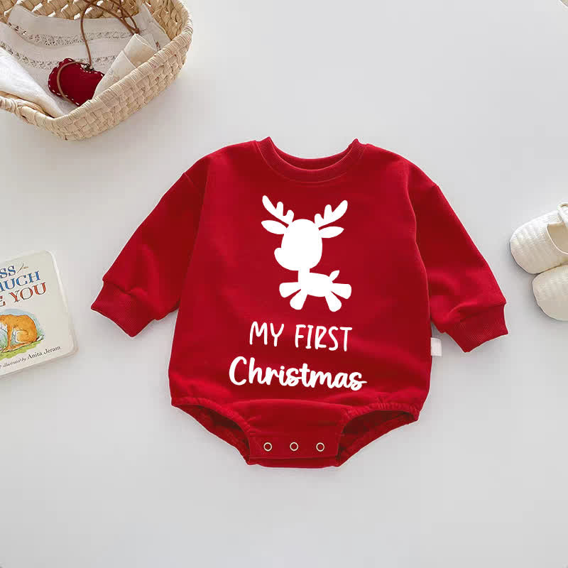 MY FIRST CHRISTMAS Baby Deer Red Bodysuit - Red - 18-24M - image 1