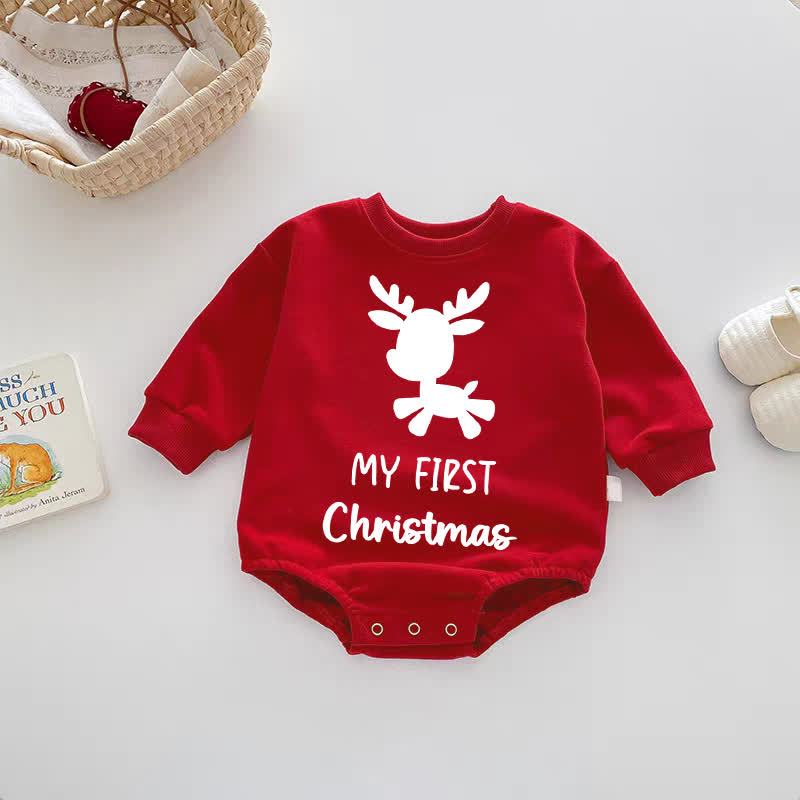 MY FIRST CHRISTMAS Baby Deer Red Bodysuit - Red - 18-24M - image 1