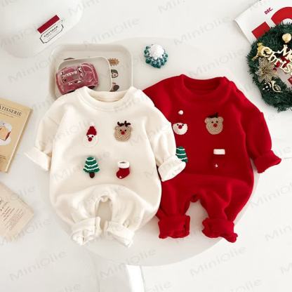 Baby Christmas Fleece Lined Romper - image 1