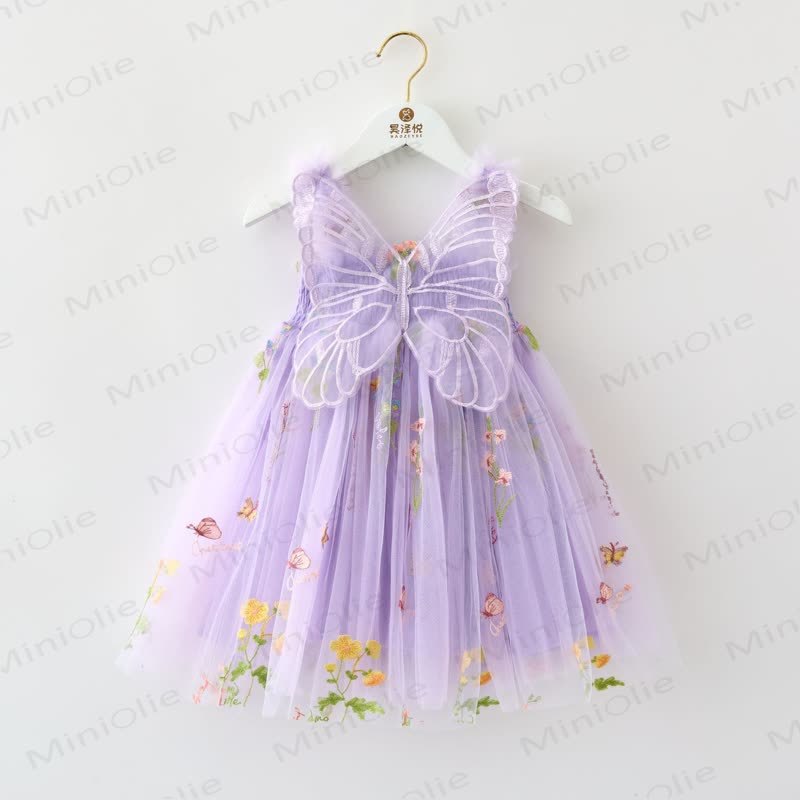 Baby Toddler Girl Butterfly Flower Mesh Dress - Purple - 8Y - image 7