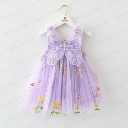 Baby Toddler Girl Butterfly Flower Mesh Dress - Purple - 8Y - image 7
