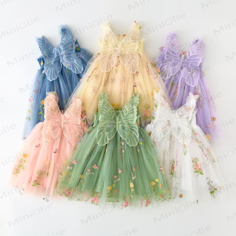 Baby Toddler Girl Butterfly Flower Mesh Dress - image 1