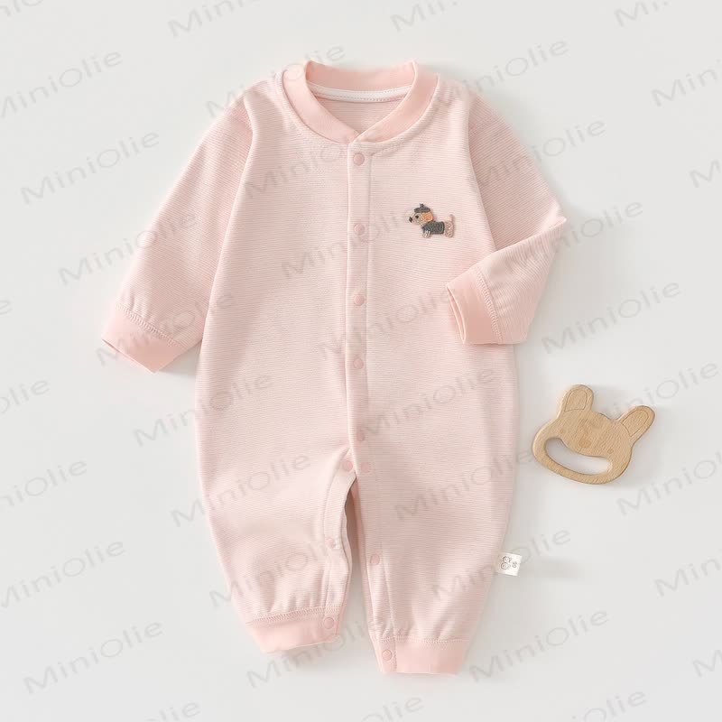 Baby Cartoon Puppy Striped Pajamas Romper - Pink - 2-3T - image 1