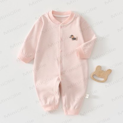 Baby Cartoon Puppy Striped Pajamas Romper - Pink - 2-3T - image 1