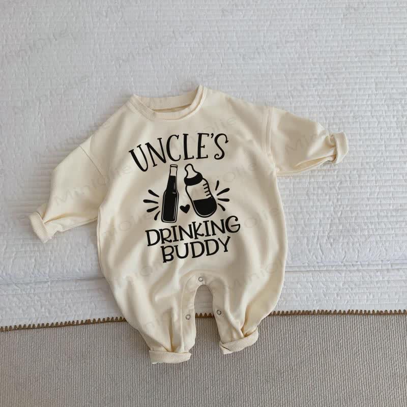 UNCLE'S DRINKING BUDDY Baby Toddler Beige Romper - Beige - 2-3T - image 1