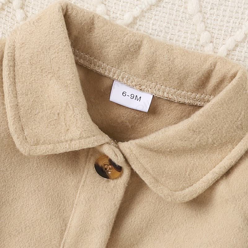 Baby Girl Bow Notched Collar Coat & Check Dress - image 5