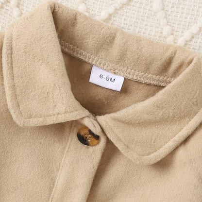 Baby Girl Bow Notched Collar Coat & Check Dress - image 5