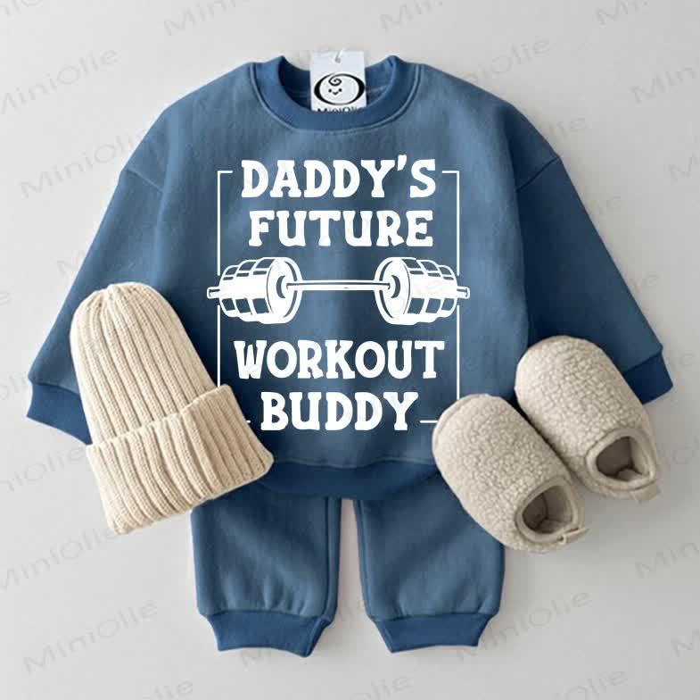 DADDY'S FUTURE WORKOUT BUDDY Baby Blue Sweatsuit 2-piece Set - Blue - 2-3T - image 1