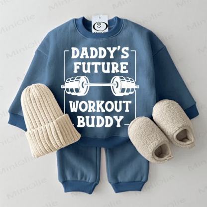 DADDY'S FUTURE WORKOUT BUDDY Baby Blue Sweatsuit 2-piece Set - Blue - 2-3T - image 1