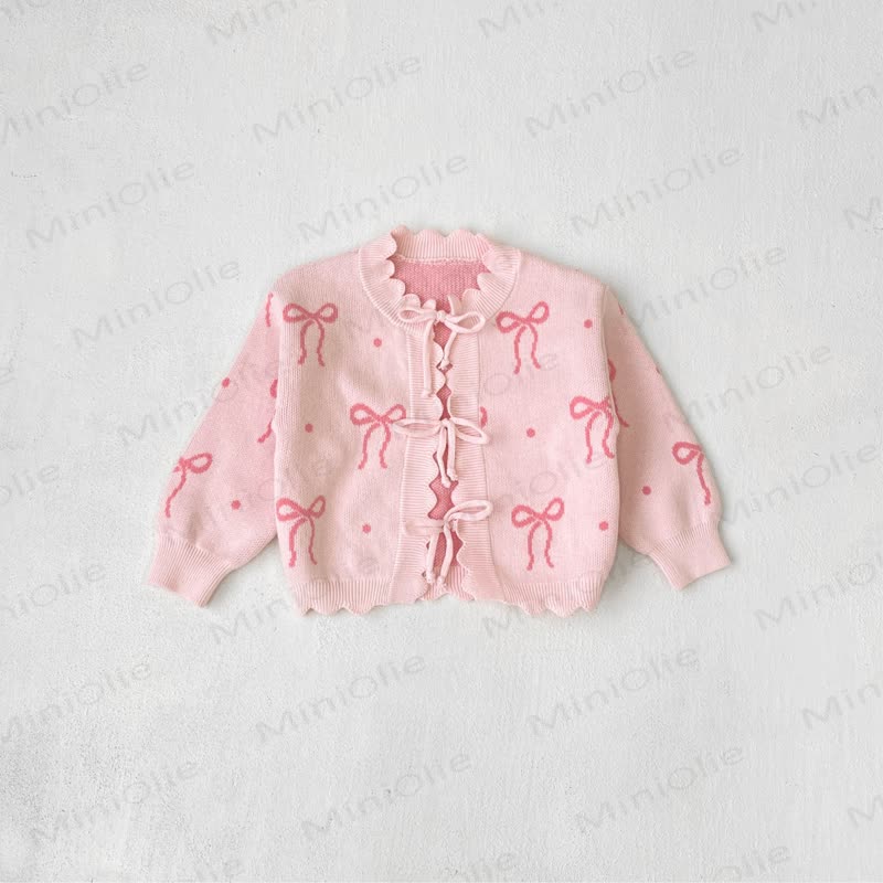 Baby Knit Bow Pink Cardigan/Pants - Pink Cardigan - 2-3T - image 5
