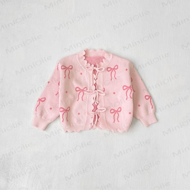 Baby Knit Bow Pink Cardigan/Pants - Pink Cardigan - 2-3T - image 5