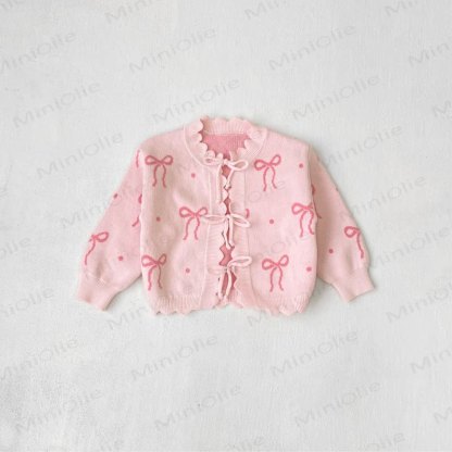 Baby Knit Bow Pink Cardigan/Pants - Pink Cardigan - 2-3T - image 5