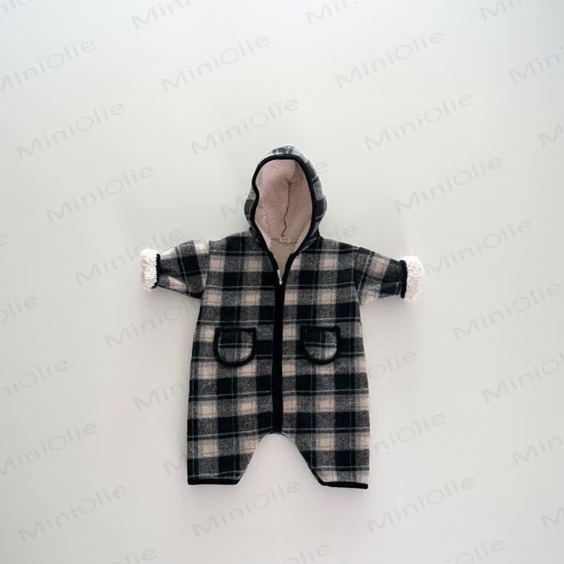 Baby Plaid Fleece Romper - Dark Gray - 18-24M - image 3