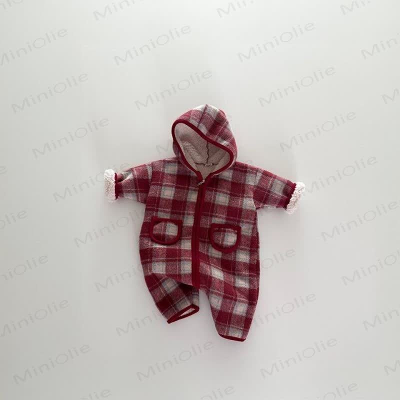 Baby Plaid Fleece Romper - Red - 18-24M - image 2