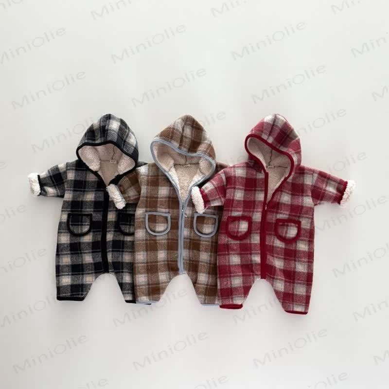 Baby Plaid Fleece Romper - image 1