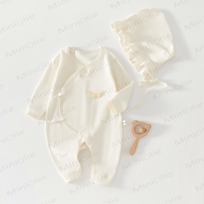 Baby Little Angel Wing Newborn Romper - Beige - 3-6M - image 1