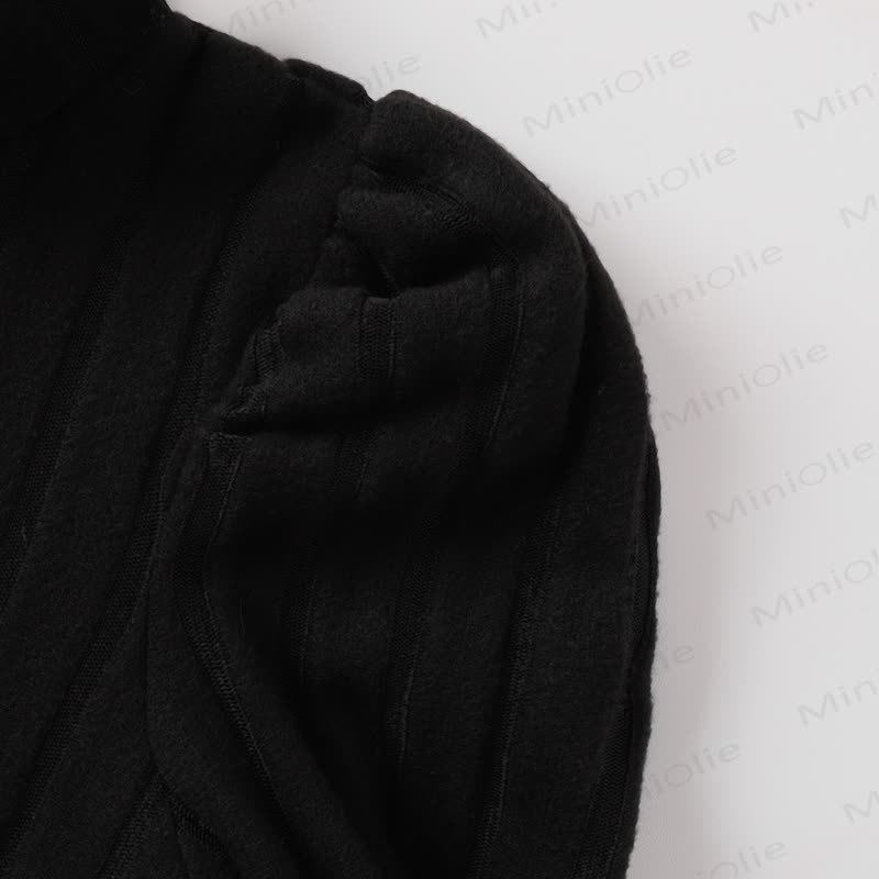 Toddler Kid Girl Dot Bow Fur Tank Top & Black Dress - image 5