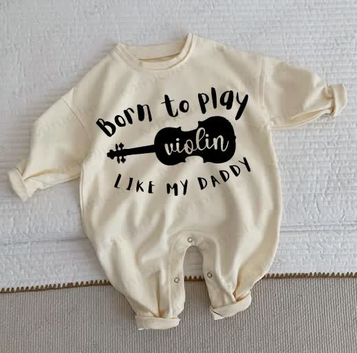 BORN TO PLAY VIOLIN LIKE MY DADDY Baby Toddler Beige Romper - Beige - 2-3T - image 1