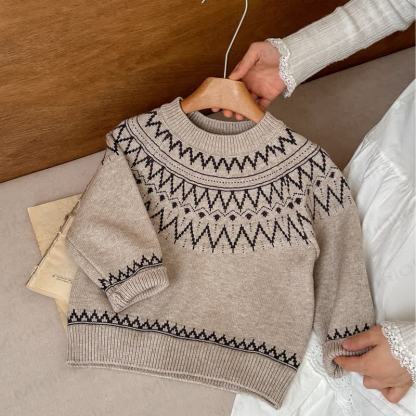 Toddler Crew Neck Knit Sweater - Apricot - 8Y - image 4