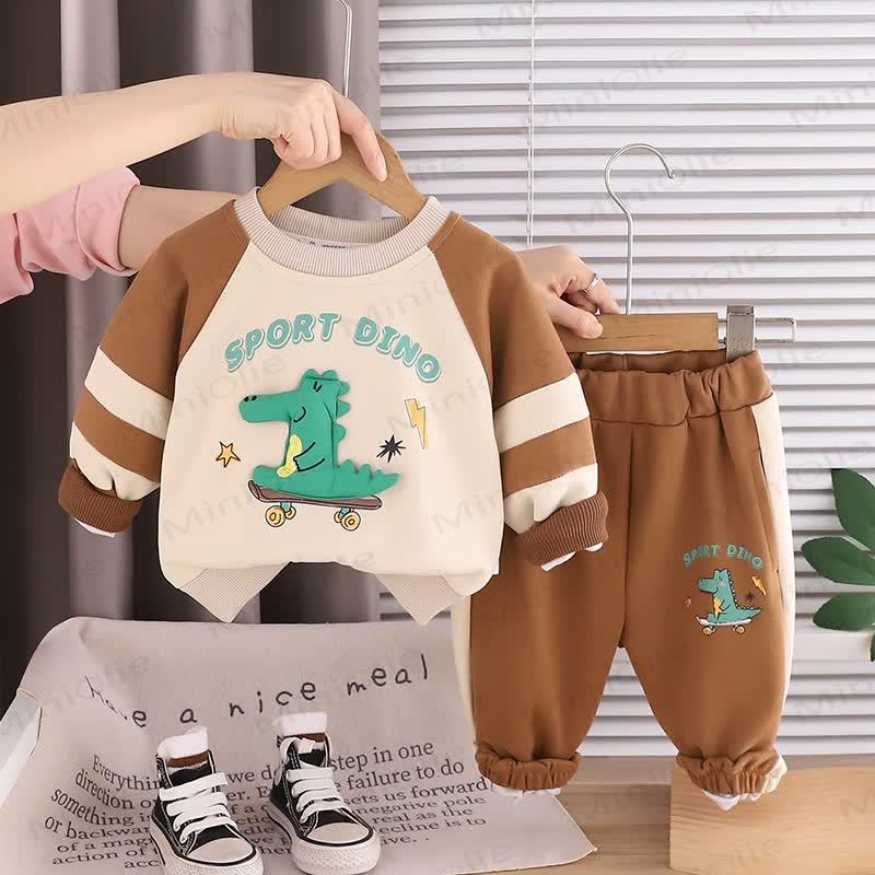 SPORT DINO Baby Toddler Boy Crocodile 2-piece Set - Coffee - 5-7T - image 3