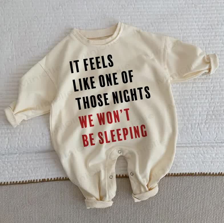 IT FEELS LIKE ONE OF THOSE NIGHTS WE WON'T BE SLEEPING Baby Toddler Beige Romper - Beige - 2-3T - image 1