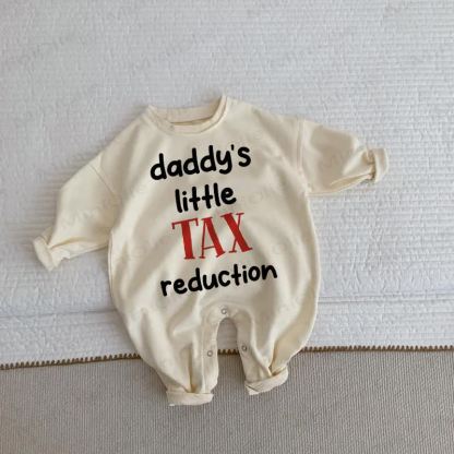 DADDY'S LITTLE TAX REDUCTION Baby Toddler Beige Romper - Beige - 2-3T - image 1