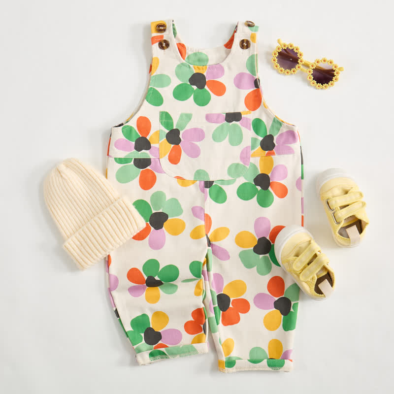 Baby Colorful Floral Beige Overalls - image 2