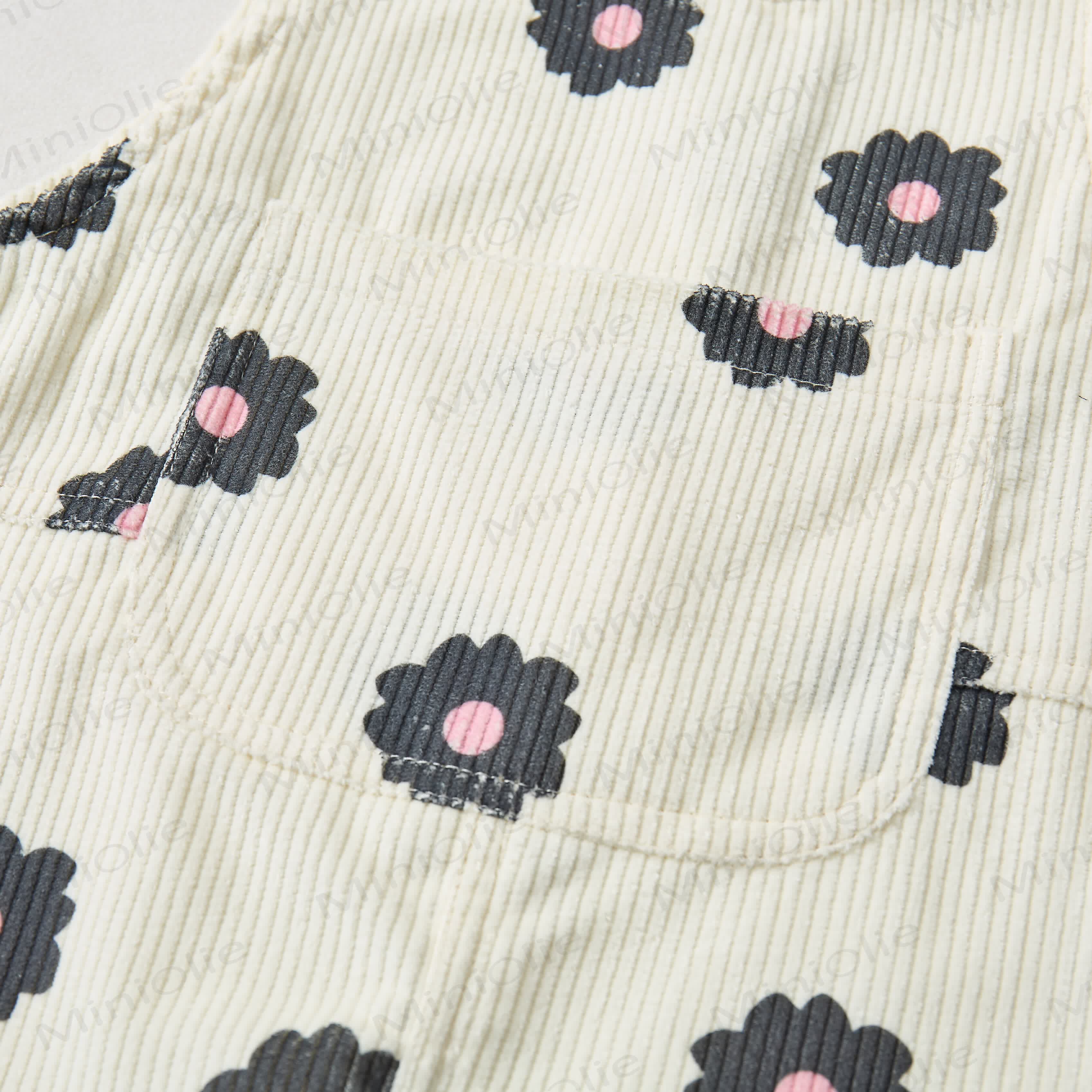 Baby Toddler Black Flowers Corduroy Overalls  - image 4