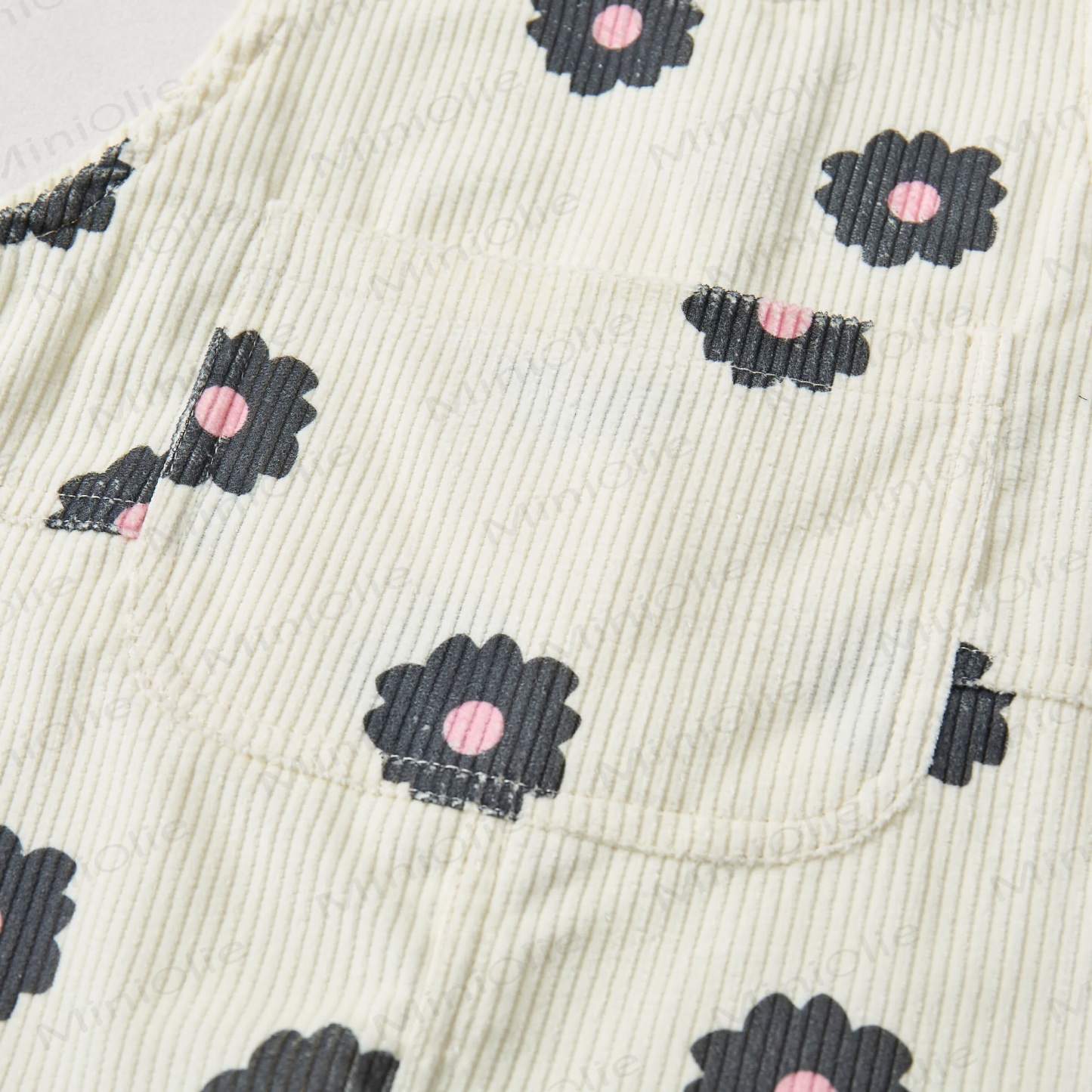 Baby Toddler Black Flowers Corduroy Overalls  - image 4