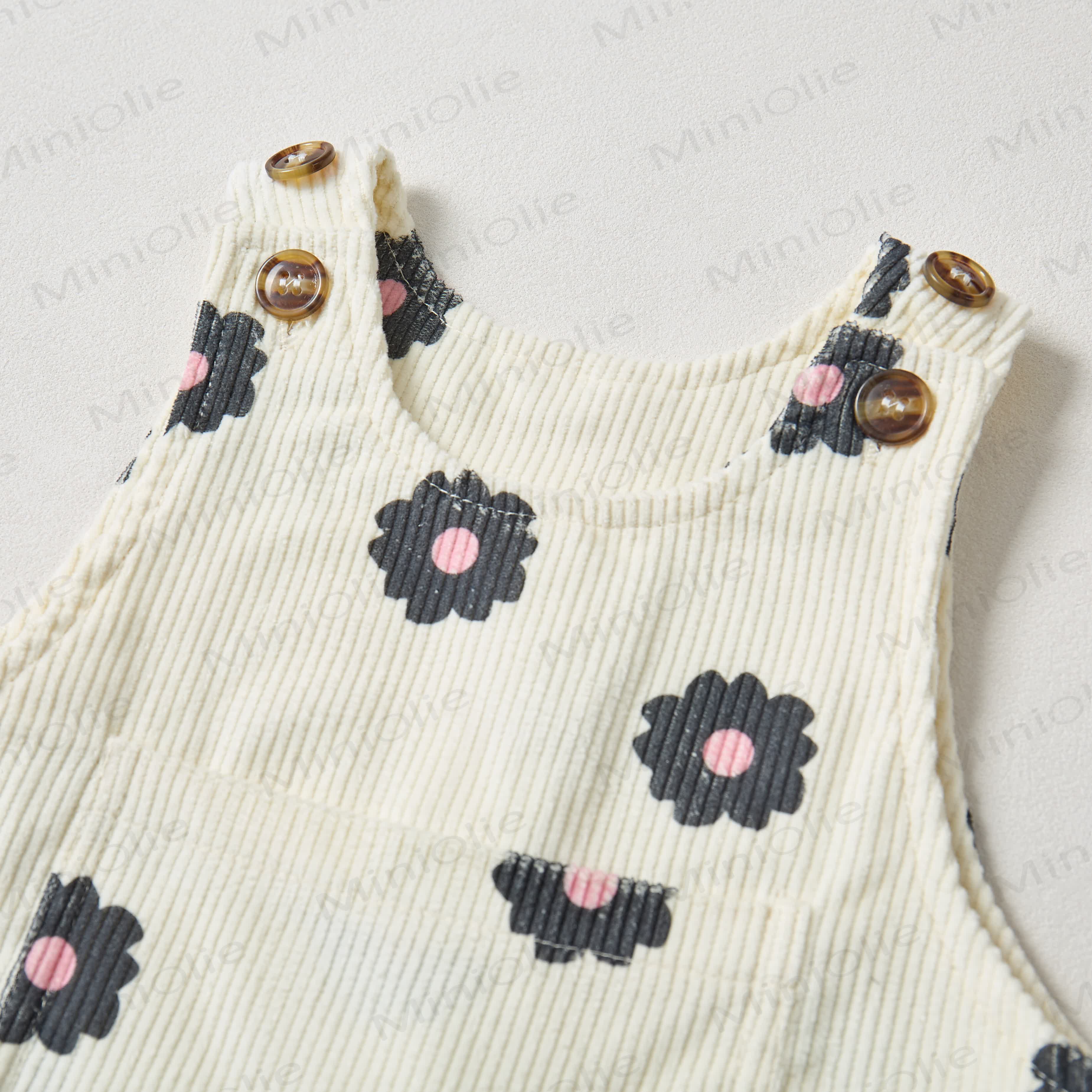 Baby Toddler Black Flowers Corduroy Overalls  - image 3
