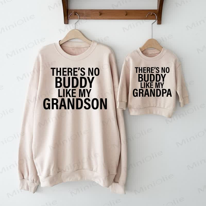 THERE'S NO BUDDY LIKE MY GRANDSON/GRANDPA Beige Family Sweatshirt - Beige - Adult Sweatshirt: XL - image 1