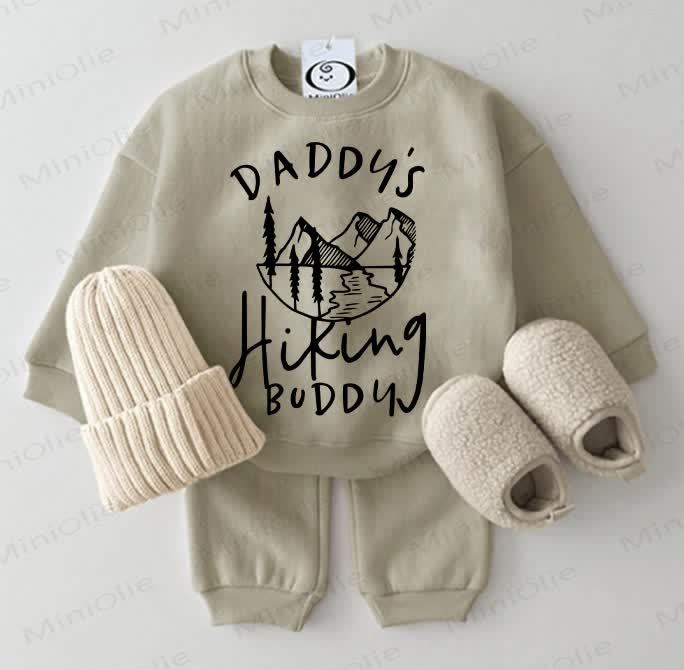 DADDY'S HIKING BUDDY Baby Sweatshirt 2-piece Grey Green Set - Grey Green - 2-3T - image 1