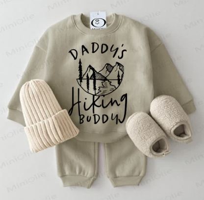 DADDY'S HIKING BUDDY Baby Sweatshirt 2-piece Grey Green Set - Grey Green - 2-3T - image 1