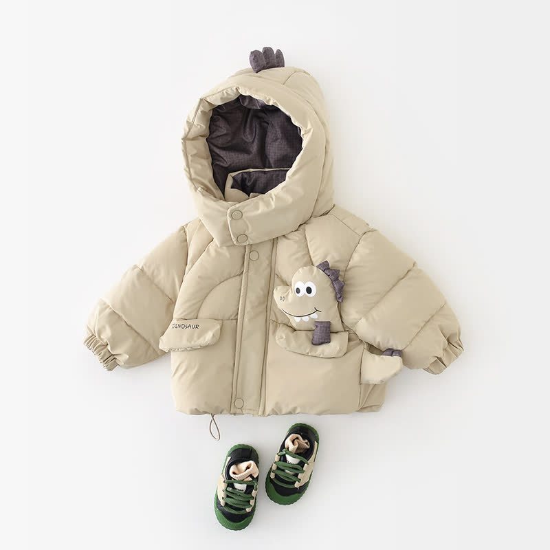 Baby Cartoon Dinosaur Hoodie Outerwear - Khaki - 3-5T - image 1