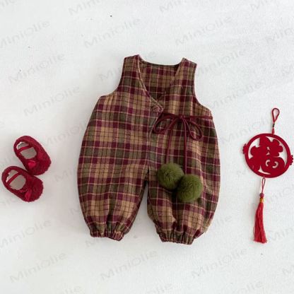 Baby Toddler Red Plaid Quilted Overalls & Red Top - Red Plaid Overalls - 5-7T - image 4