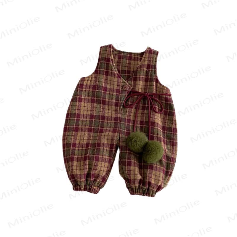 Baby Toddler Red Plaid Quilted Overalls & Red Top - image 3