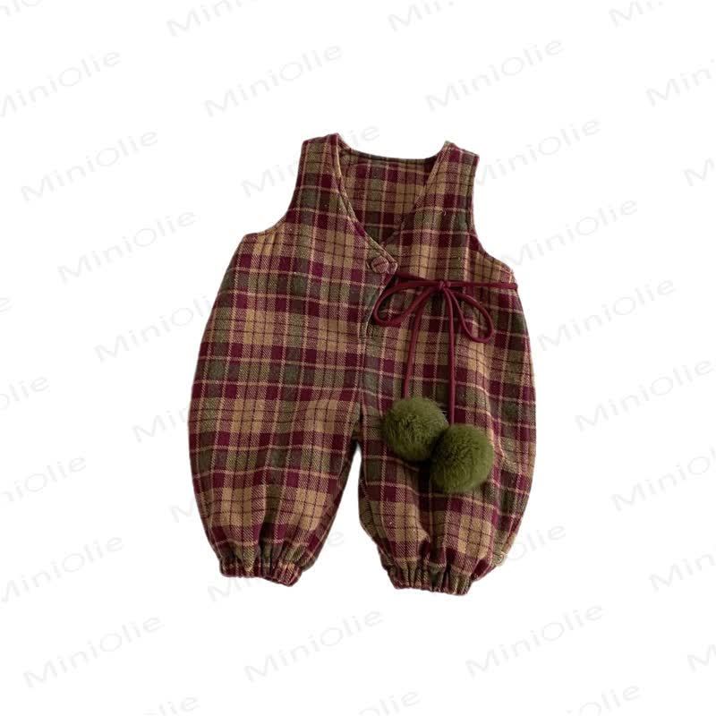 Baby Toddler Red Plaid Quilted Overalls & Red Top - image 3