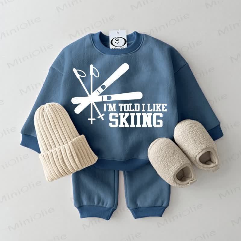 I'M TOLD I LIKE SKIING Baby Sweatsuit 2-piece Set - Blue - 2-3T - image 1