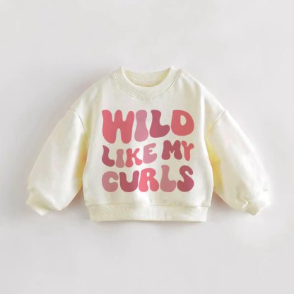WILD LIKE MY CURLS Baby Toddler Sweatshirt - Cream - 3-5T - image 1