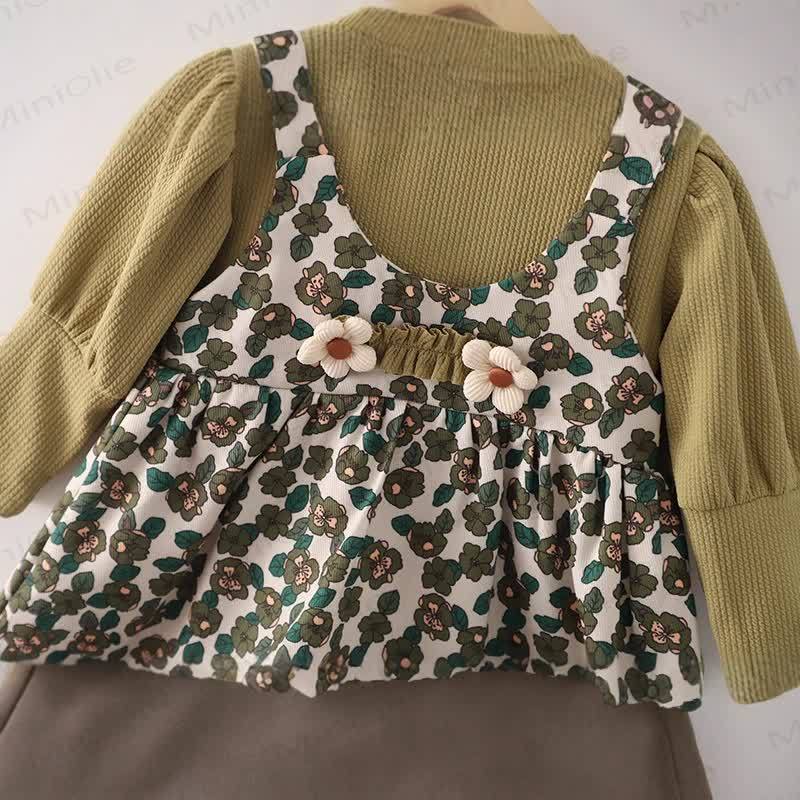 Baby Toddler Girl Flower Fake 2pcs Dress - image 3
