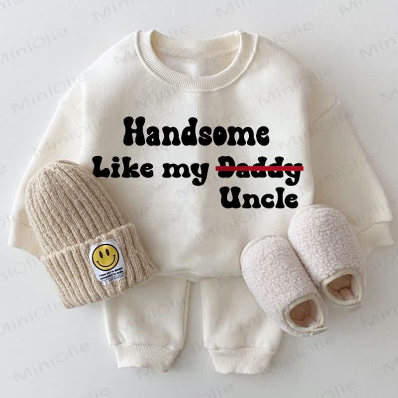 HANDSOME LIKE MY UNCLE(DADDY) Baby White Sweatshirt 2-piece Set - White - 2-3T - image 1