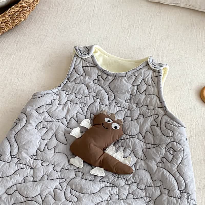 Baby Dinosaur Quilted Fleece Romper - image 2