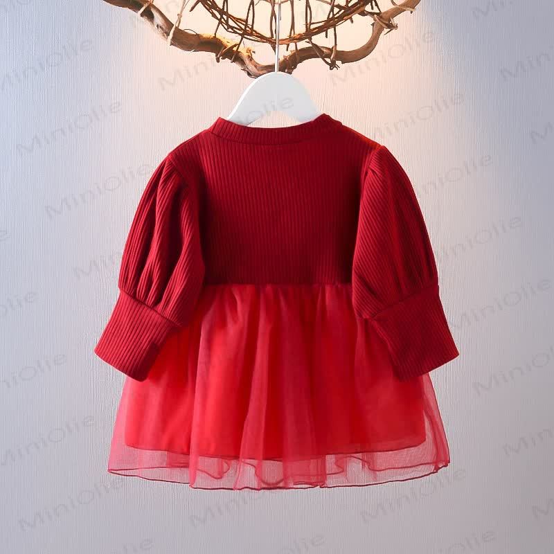 Baby Toddler Girl Mesh Sequins Bow Fake 2pcs Panel Dress - image 3