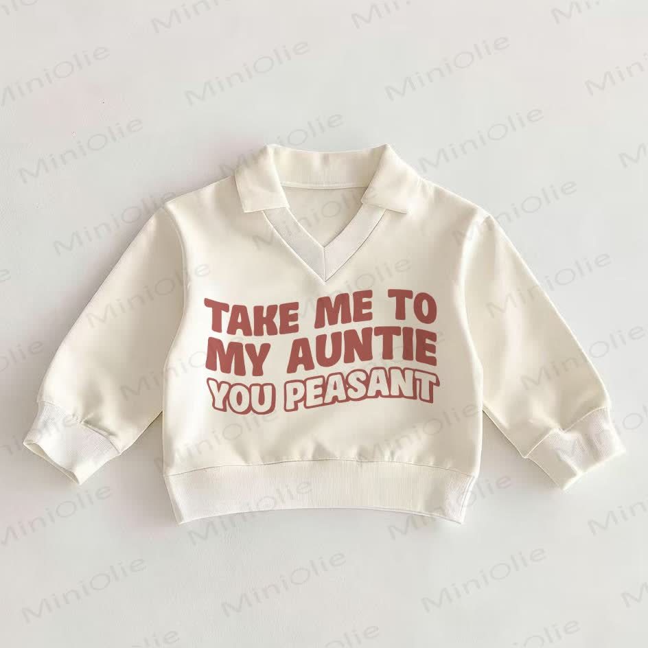 TAKE ME TO MY AUNTIE YOU PEASANT Baby White Polo Top - White - 2-3T - image 1