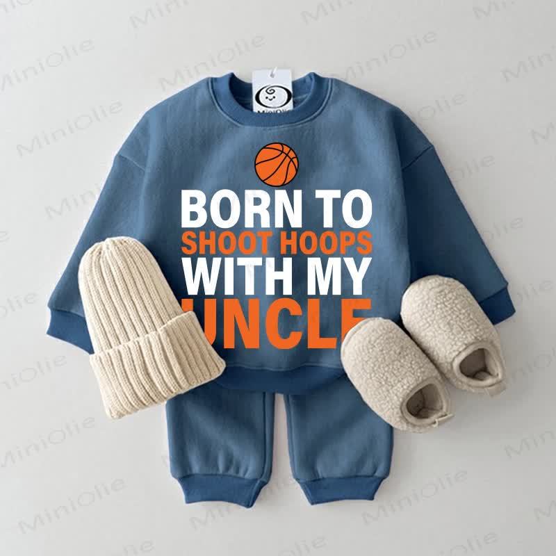 BORN TO SHOOT HOOPS WITH MY UNCLE Baby Sweatsuit 2-piece Set - Blue - 2-3T - image 1