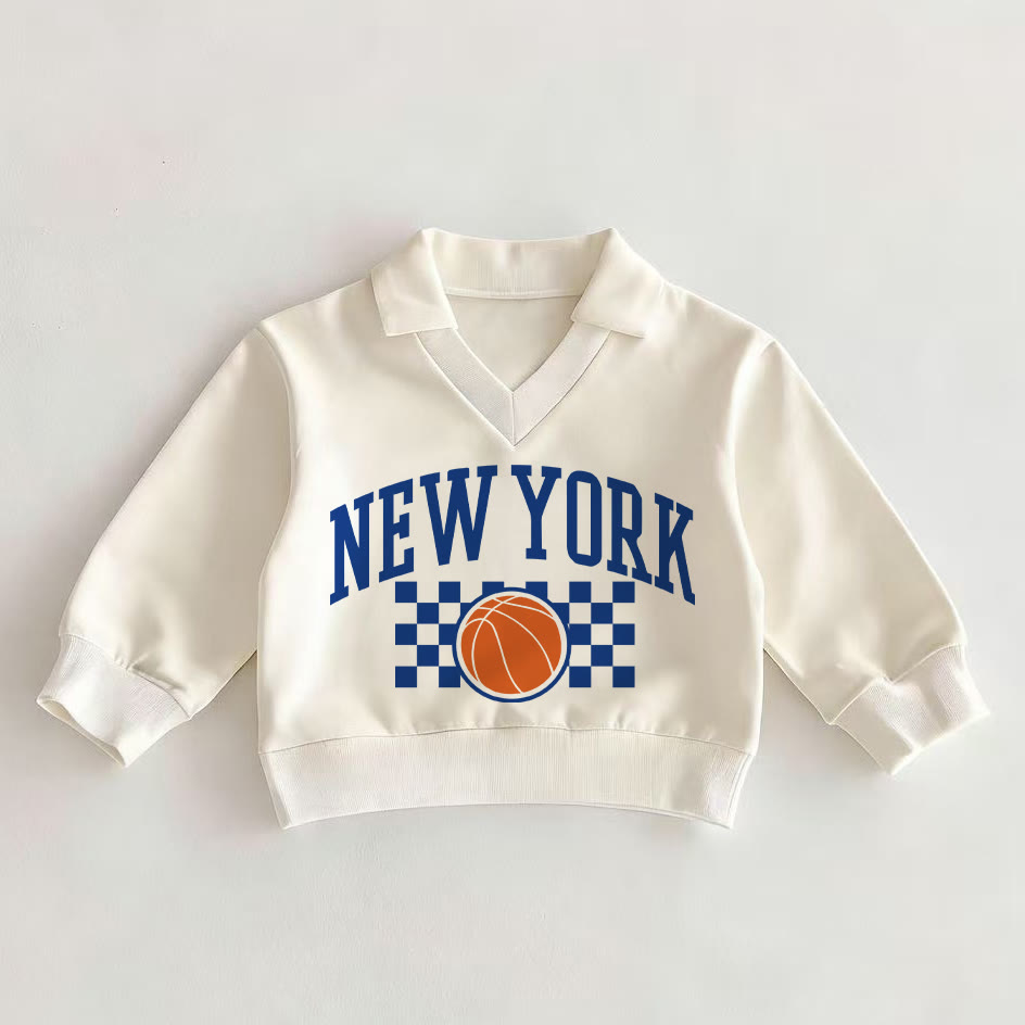 NEW YORK Baby Basketball White Polo Top - White - 2-3T - image 1