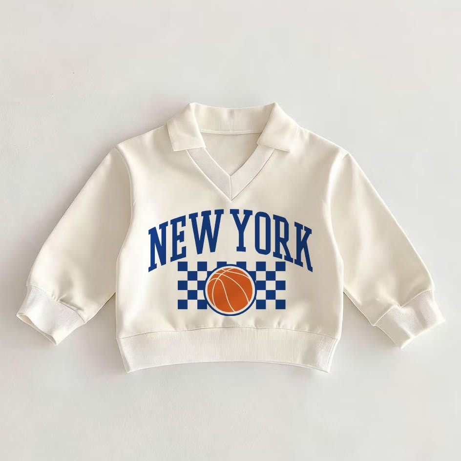 NEW YORK Baby Basketball White Polo Top - White - 2-3T - image 1